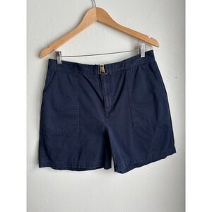 Chaps Womens‎ Navy Blue Cotton Twill Shorts Size 12 Hook Closure (fits 33x5)